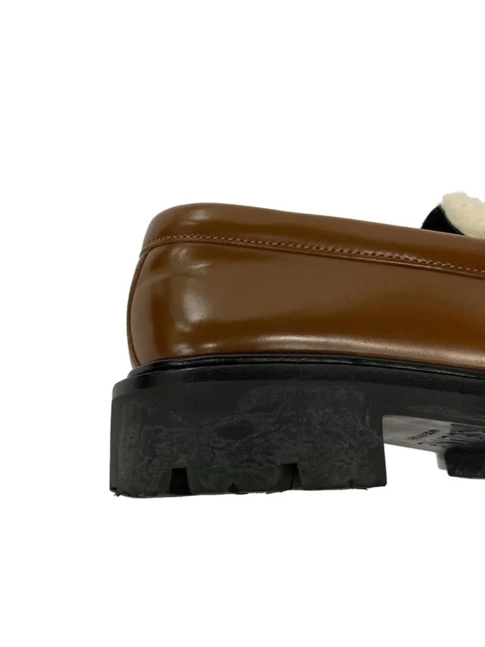 Celine Loafers 35 Margaret Brown White Tassel Triomphe Fleece Leather - Picture 8 of 9